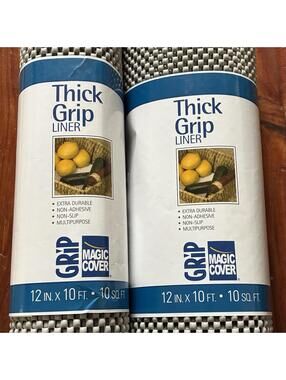 Set of 2 Thick Grip Magic Cover Shelf Liners Gray 12in x 10ft / 10 Sq Ft - NEW